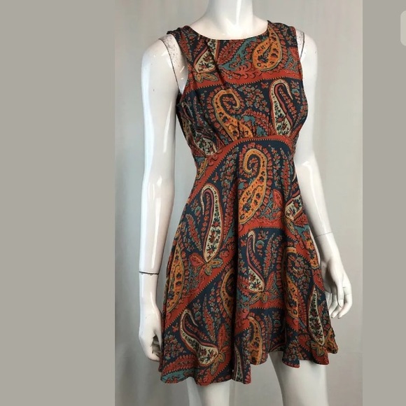 Free People Paisley Fit & Flare Mini Skater Dress - Picture 3 of 8